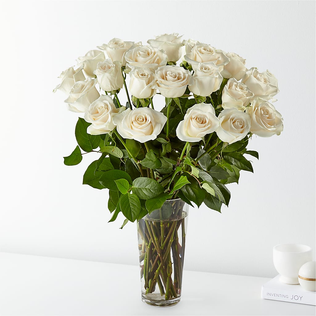 Long Stem White Rose Bouquet – Flowers By Dillenbecks, Johnson City NY