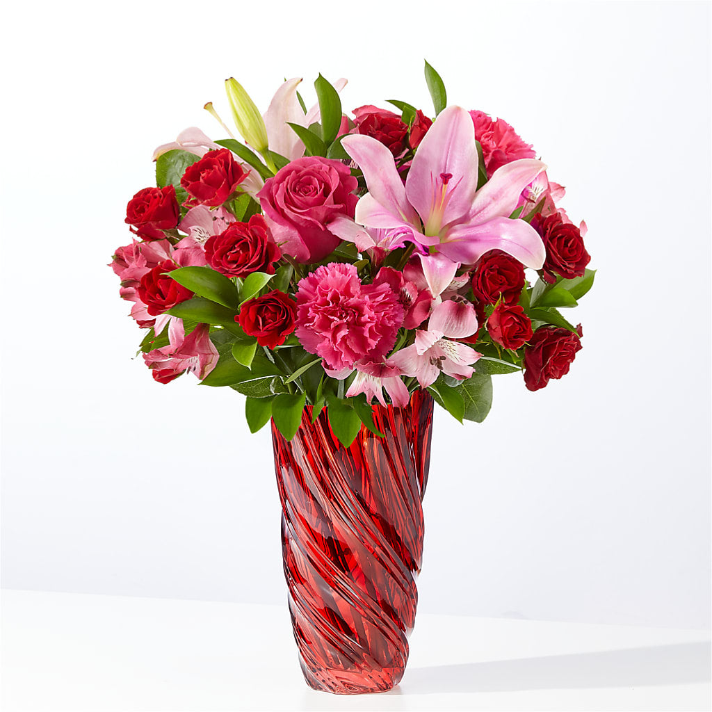 In Love Bouquet with Luxe Swirl Vase – Flowers By Dillenbecks, Johnson City NY