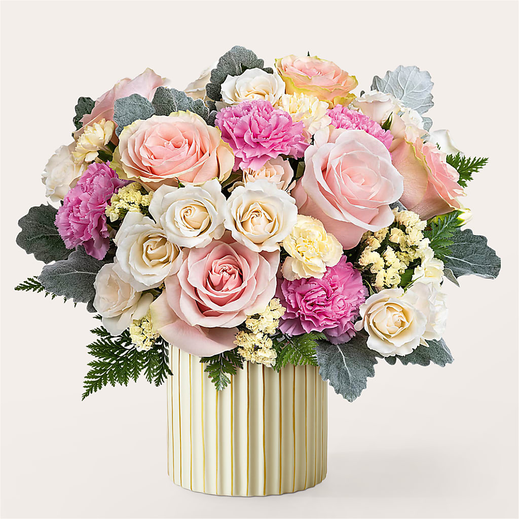 Blissful Moments Bouquet with Ivory Vase – Flowers By Dillenbecks, Johnson City NY