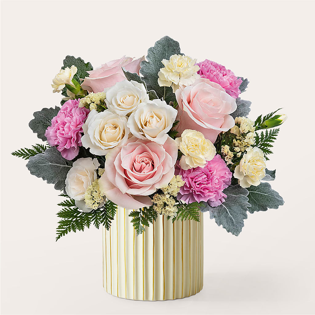 Blissful Moments Bouquet with Ivory Vase – Flowers By Dillenbecks, Johnson City NY