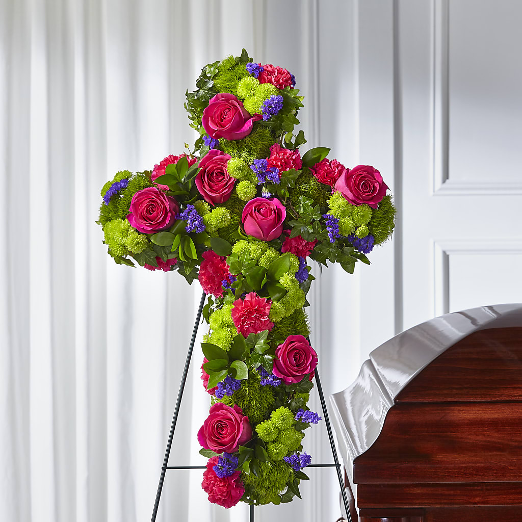 Tribute Rose Floral Cross – Flowers By Dillenbecks, Johnson City NY