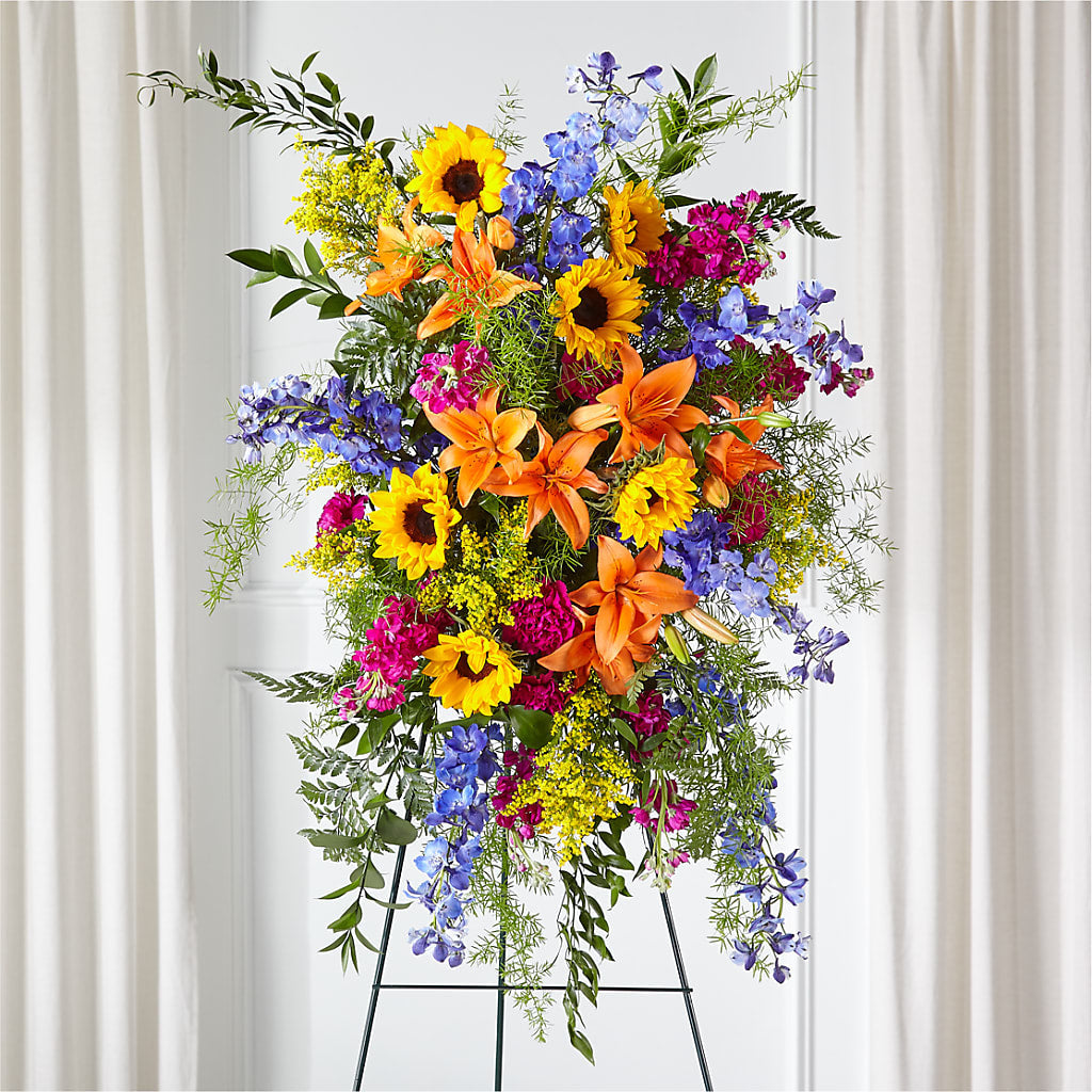 Sunlit Memories Standing Spray (Standard) – Flowers By Dillenbecks, Johnson City NY