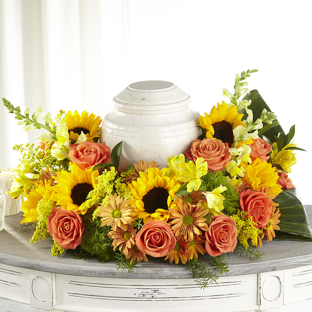 Faithful Sunflower Cremation Adornment – Flowers By Dillenbecks, Johnson City NY