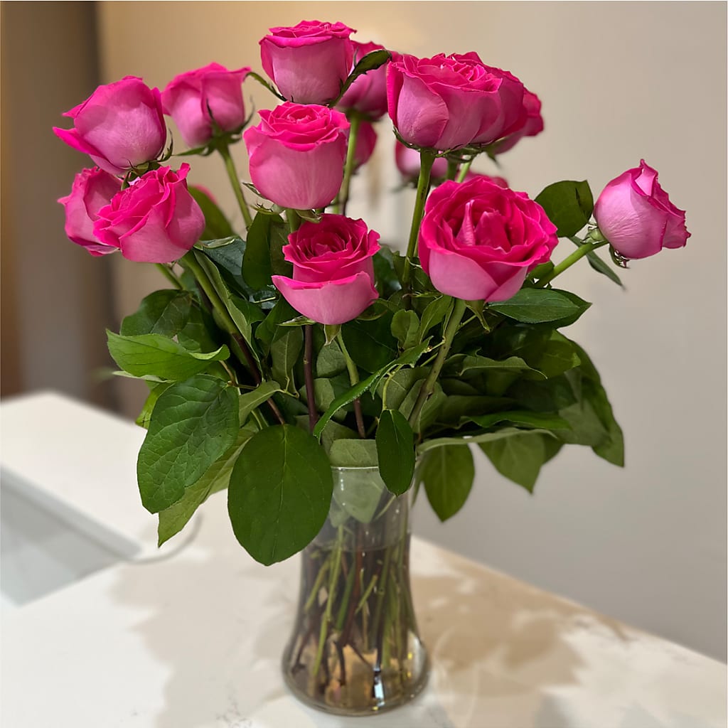 Long Stem Pink Rose Bouquet –  Flowers By Dillenbecks, Johnson City NY