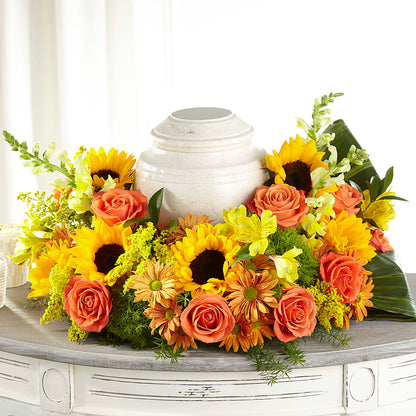 Faithful Sunflower Cremation Adornment –  Flowers By Dillenbecks, Johnson City NY