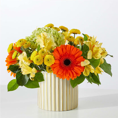 Autumn Sunshine Bouquet with Ivory Vase –  Flowers By Dillenbecks, Johnson City NY