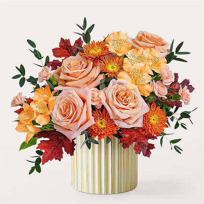 Spiced Latte Bouquet with Ivory Vase –  Flowers By Dillenbecks, Johnson City NY